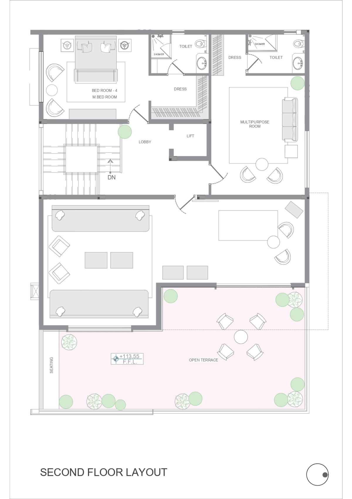 Second floor plan of Ekta Villa by Beyond Spaces Design Studio