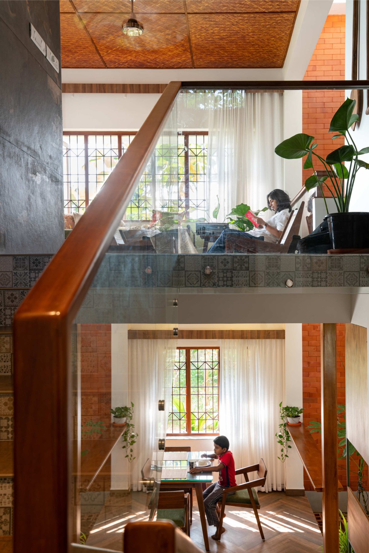View from staircase of House of Earthy Hues by Urbane Ivy