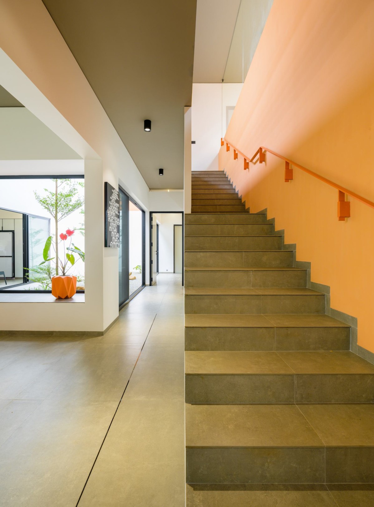 Staircase Area of The Colour Burst House by LIJO.RENY.architects