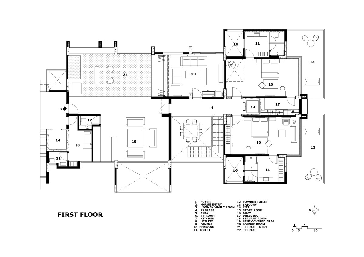 First Floor Plan of Mansukh Rojiwadia’s Penthouse by Dipen Gada & Associates
