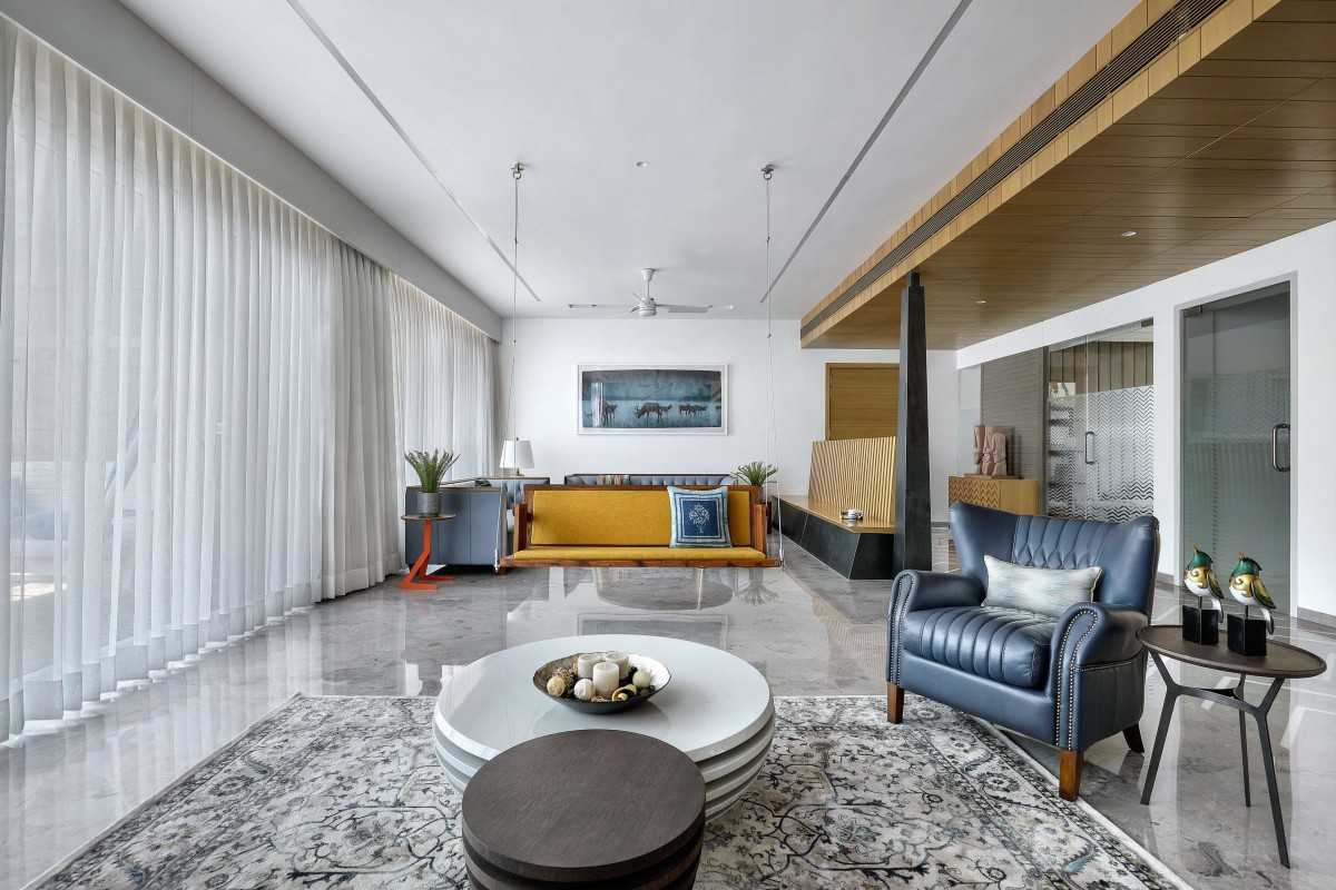 View from Living room of Mansukh Rojiwadia’s Penthouse by Dipen Gada & Associates