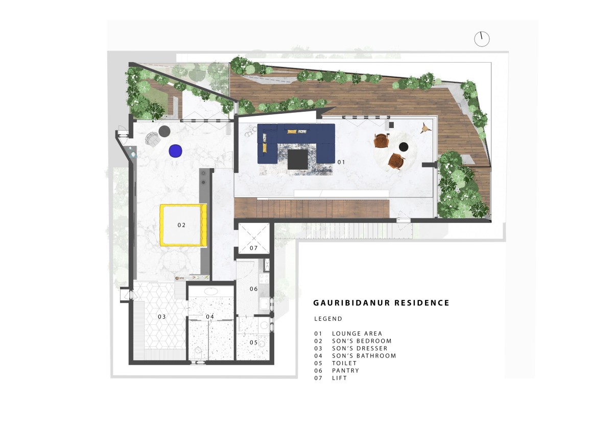 Second floor plan of Gauribidanur Residence by Cadence Architects