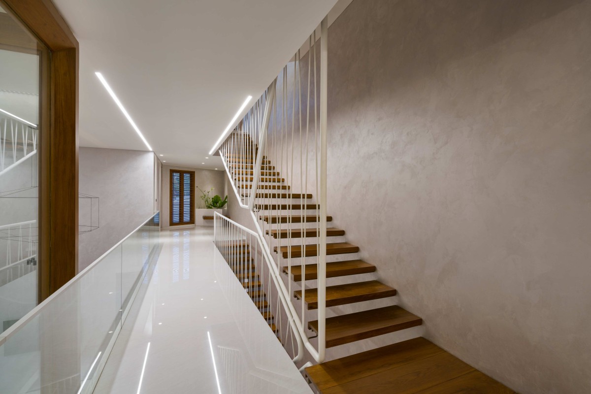 Lobby to Staircase of Gauribidanur Residence by Cadence Architects