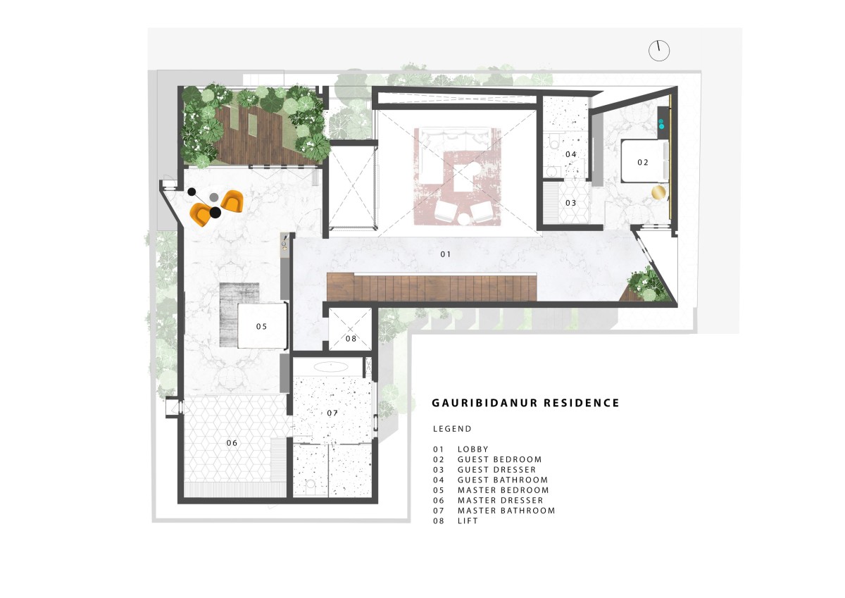 First Floor Plan of Gauribidanur Residence by Cadence Architects