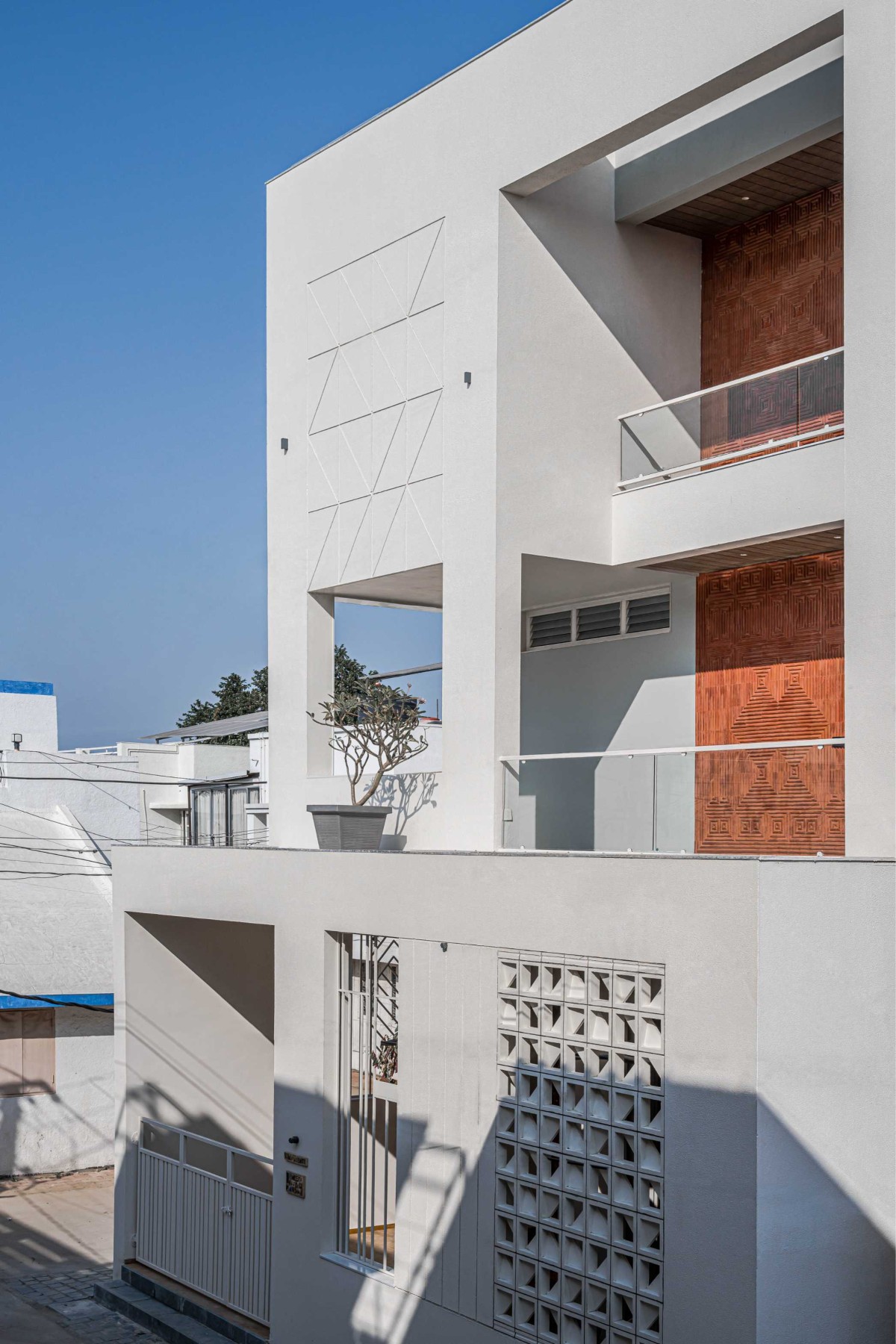 Exterior view of The Courtyard House by Manoj Patel Design Studio