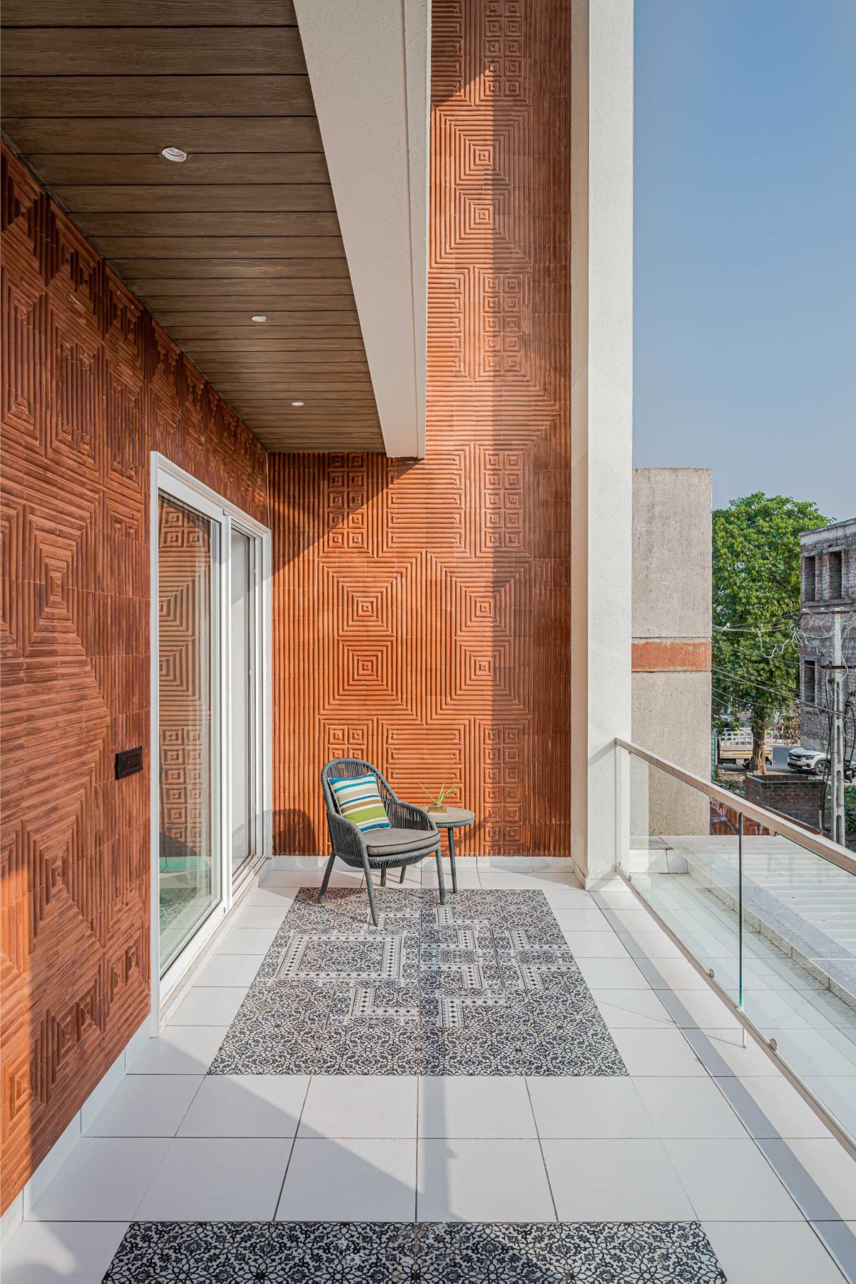 Balcony of The Courtyard House by Manoj Patel Design Studio