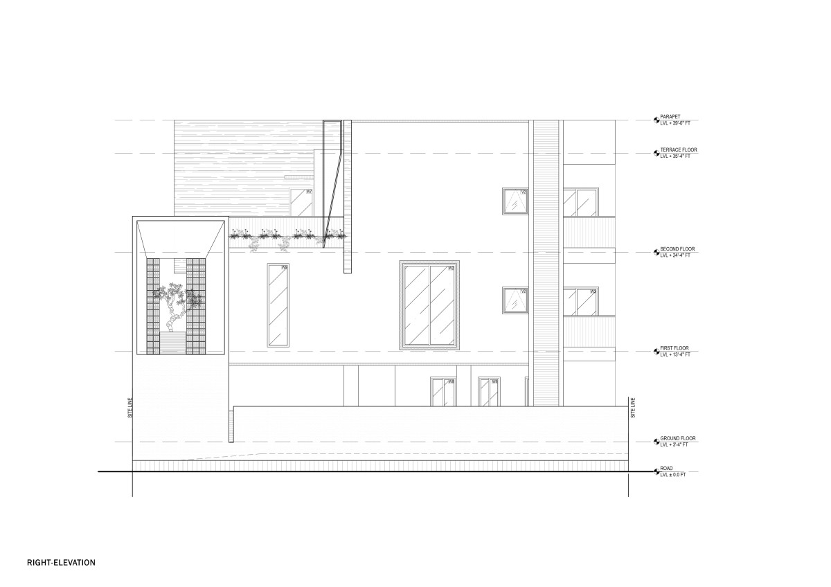 Right Elevation of Athulyam by Outlined Architects