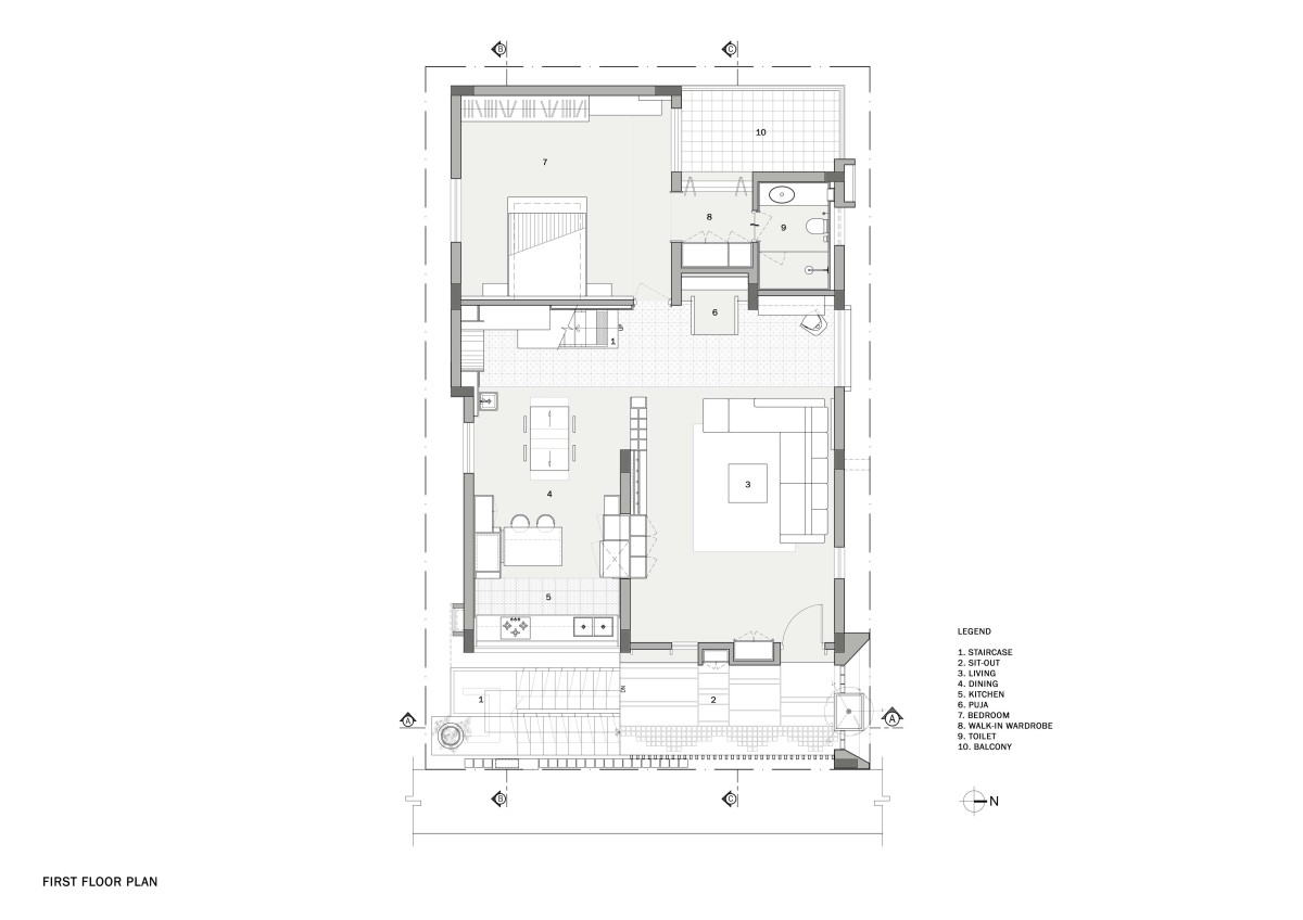 First Floor Plan of Athulyam by Outlined Architects