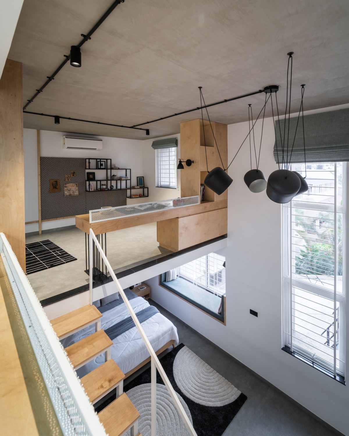 Mezzanine view from studio of The Artist’s Loft by Jalihal Associates
