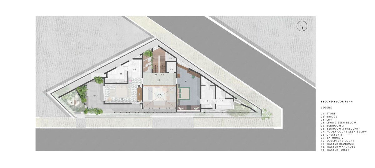 Second Floor Plan of Cloaked Residence by Cadence Architects