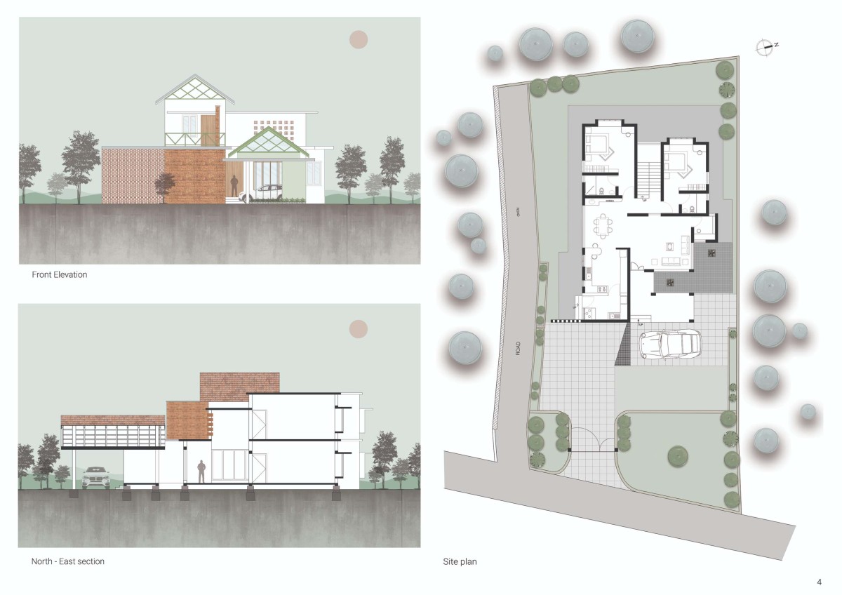 Elevation and Site plan of Customary Rapport by Nestcraft Architecture
