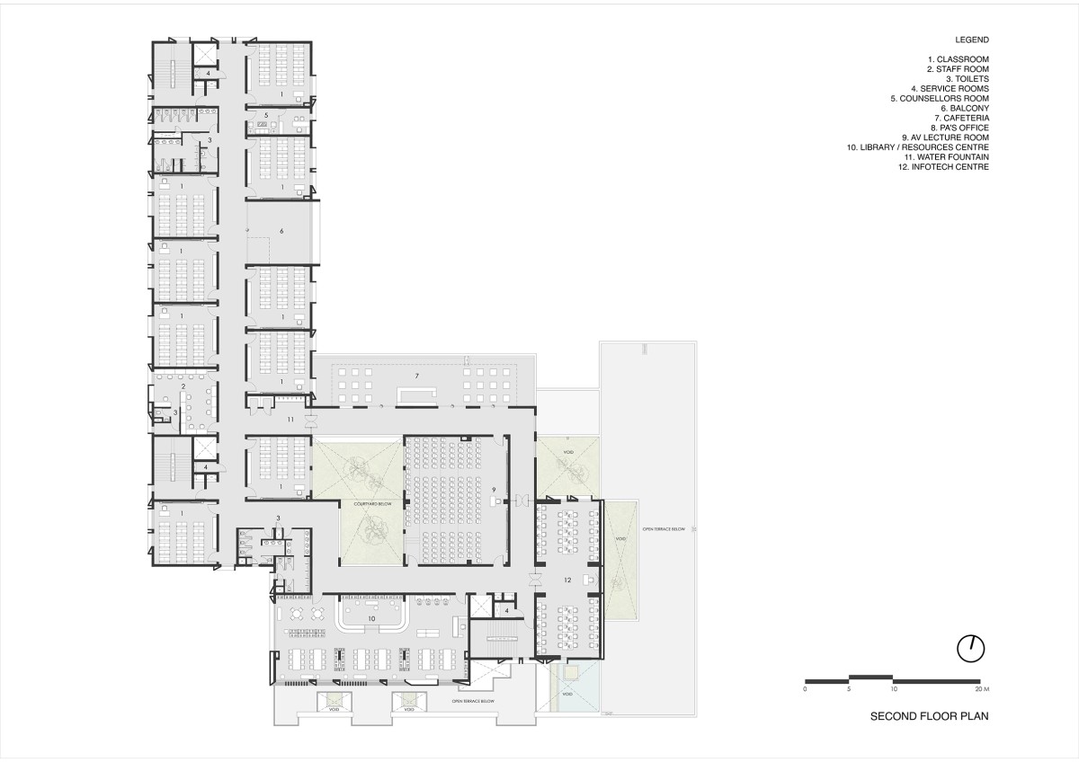 Second floor plan of Swarnim International School by Abin Design Studio