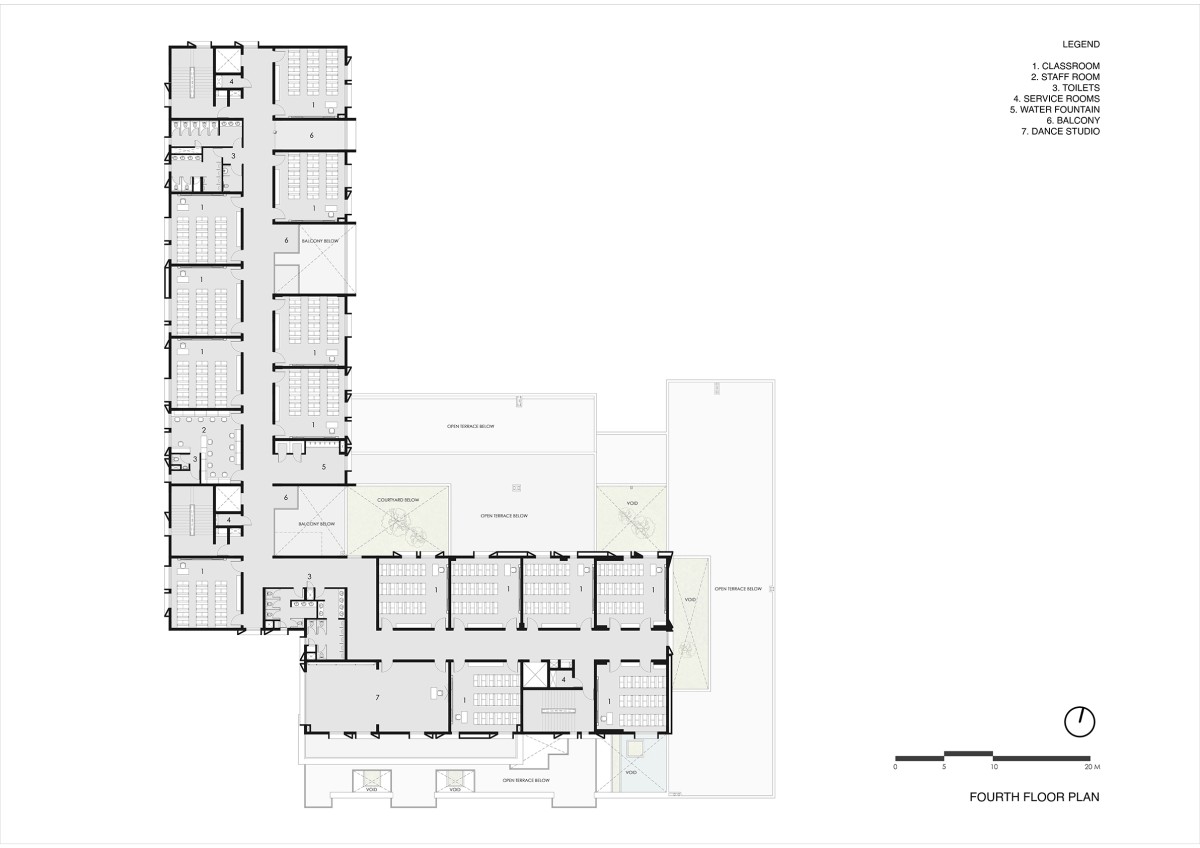 Fourth floor plan of Swarnim International School by Abin Design Studio