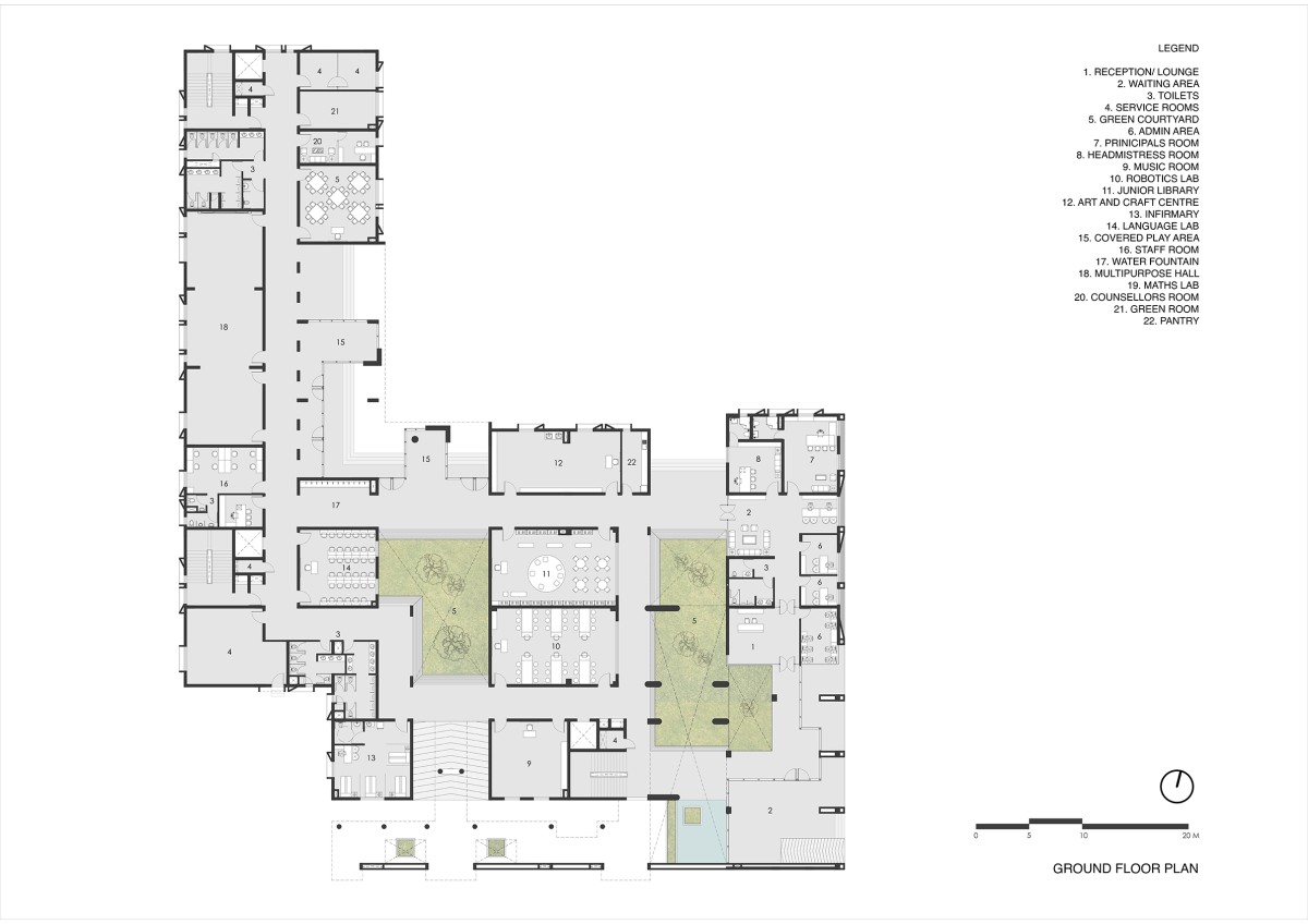 Ground floor plan of Swarnim International School by Abin Design Studio