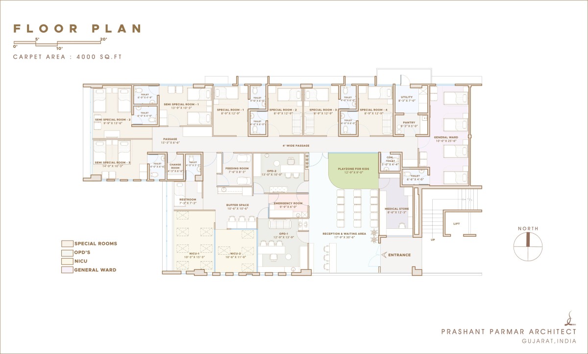 Floor Plan of Shree Narnarayan Children Hospital by Prashant Parmar Architect  Shayona Consulta