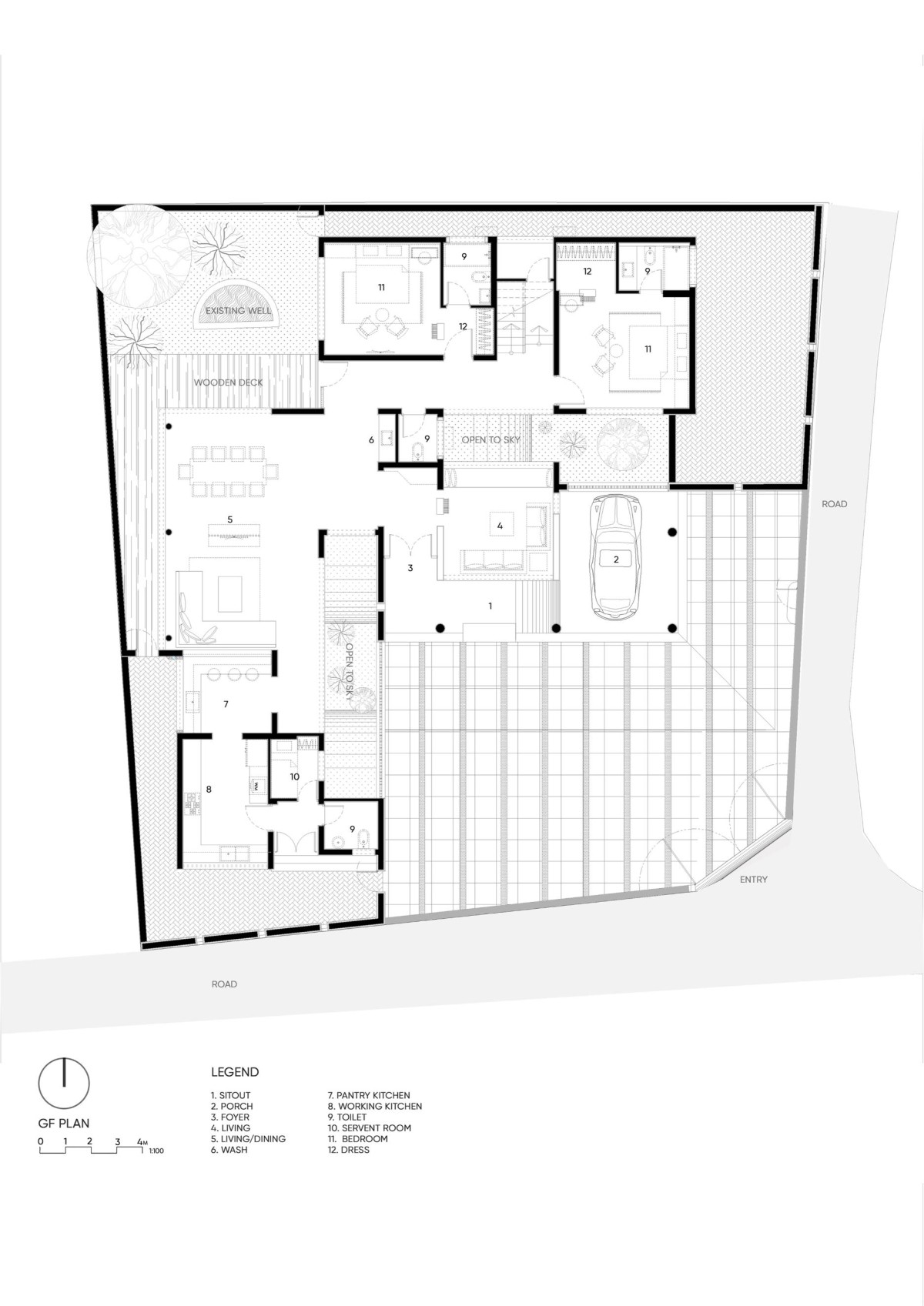 Ground floor plan of Sanctum of Solace by SOHO Architects