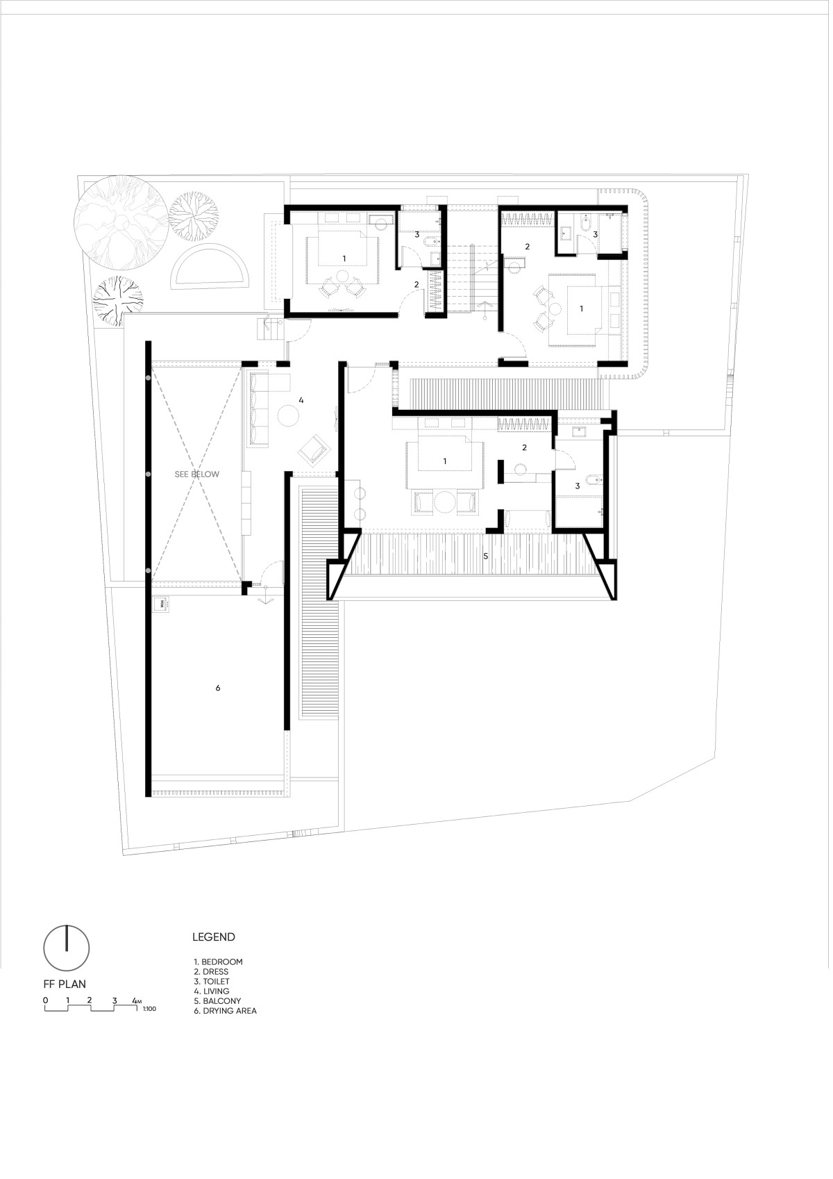 First floor plan of Sanctum of Solace by SOHO Architects