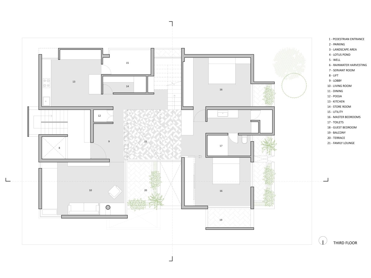 Third floor plan of Ankle Residence by Rahul Pudale Design