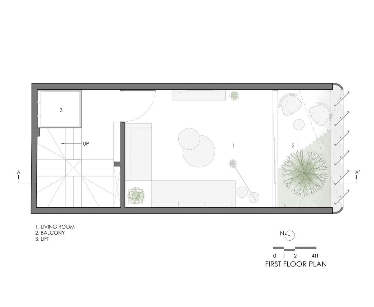 First Floor Plan of The Tiny House by Neogenesis+Studi0261