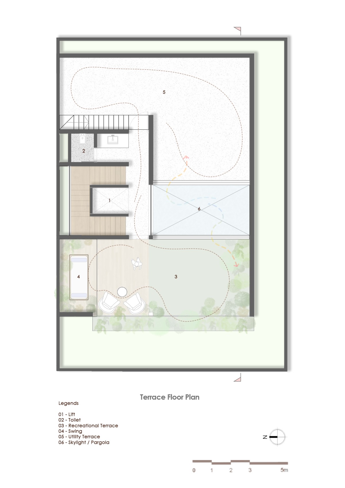 Terrace Floor Plan of The House With No Walls by The Design Alley