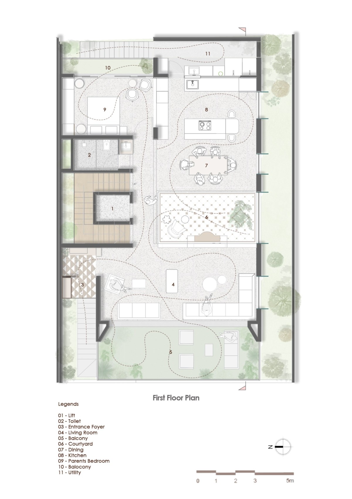 First Floor Plan of The House With No Walls by The Design Alley