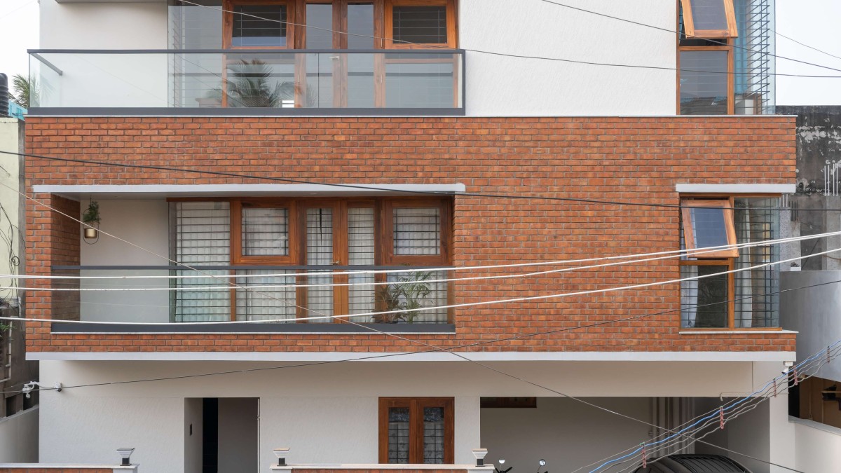 The use of brick creates a strong, home-scale expression in the façade