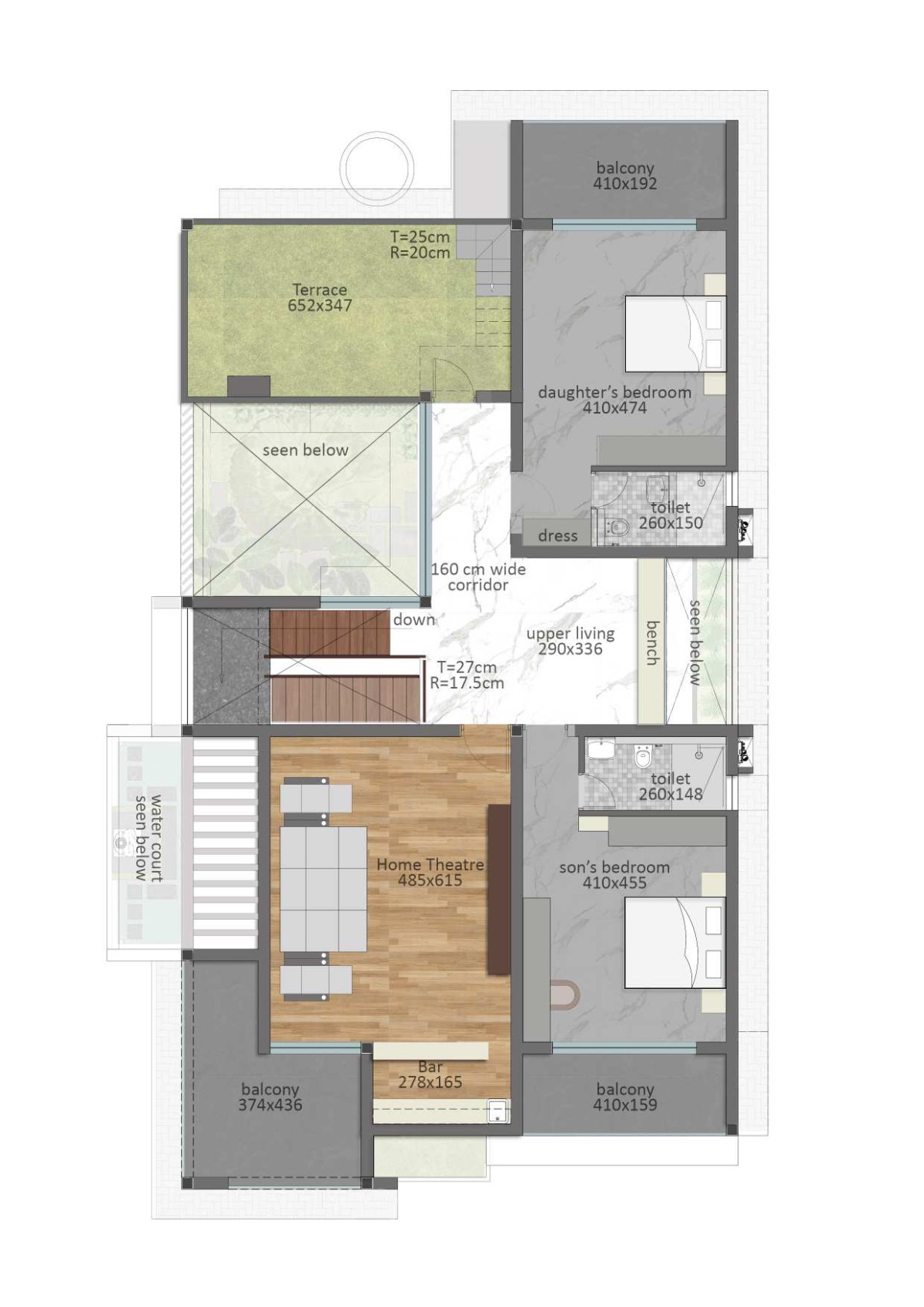 First Floor Plan of The Pravasi Home by Studio Vista Architects