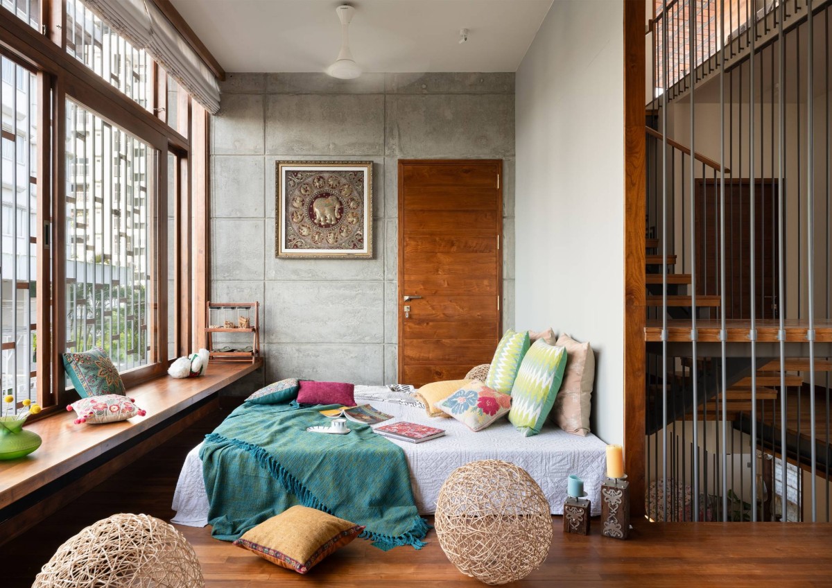 Bedroom 2 of Carving a COURT OF QUIETUDE in a Bustling Cityscape by Mudbricks Architects