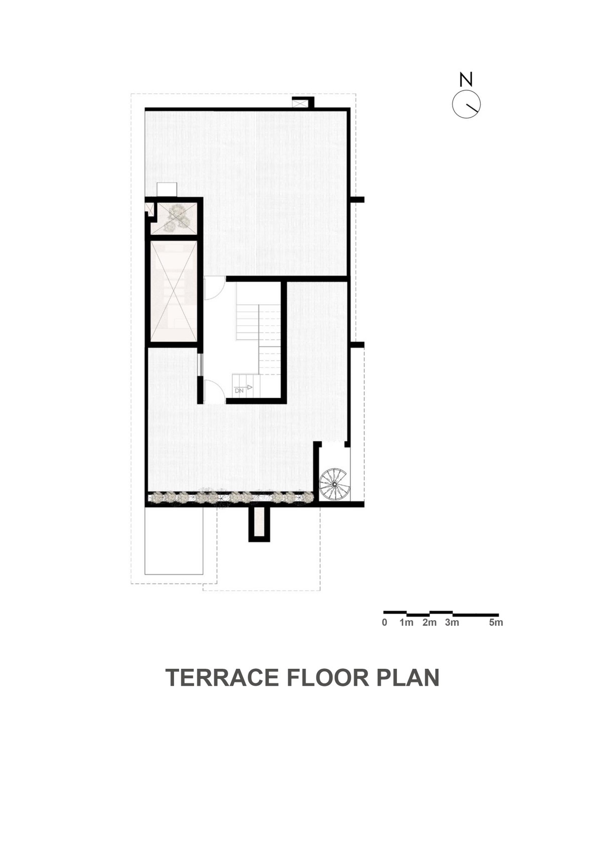 Terrace Floor Plan of Carving a COURT OF QUIETUDE in a Bustling Cityscape by Mudbricks Architects