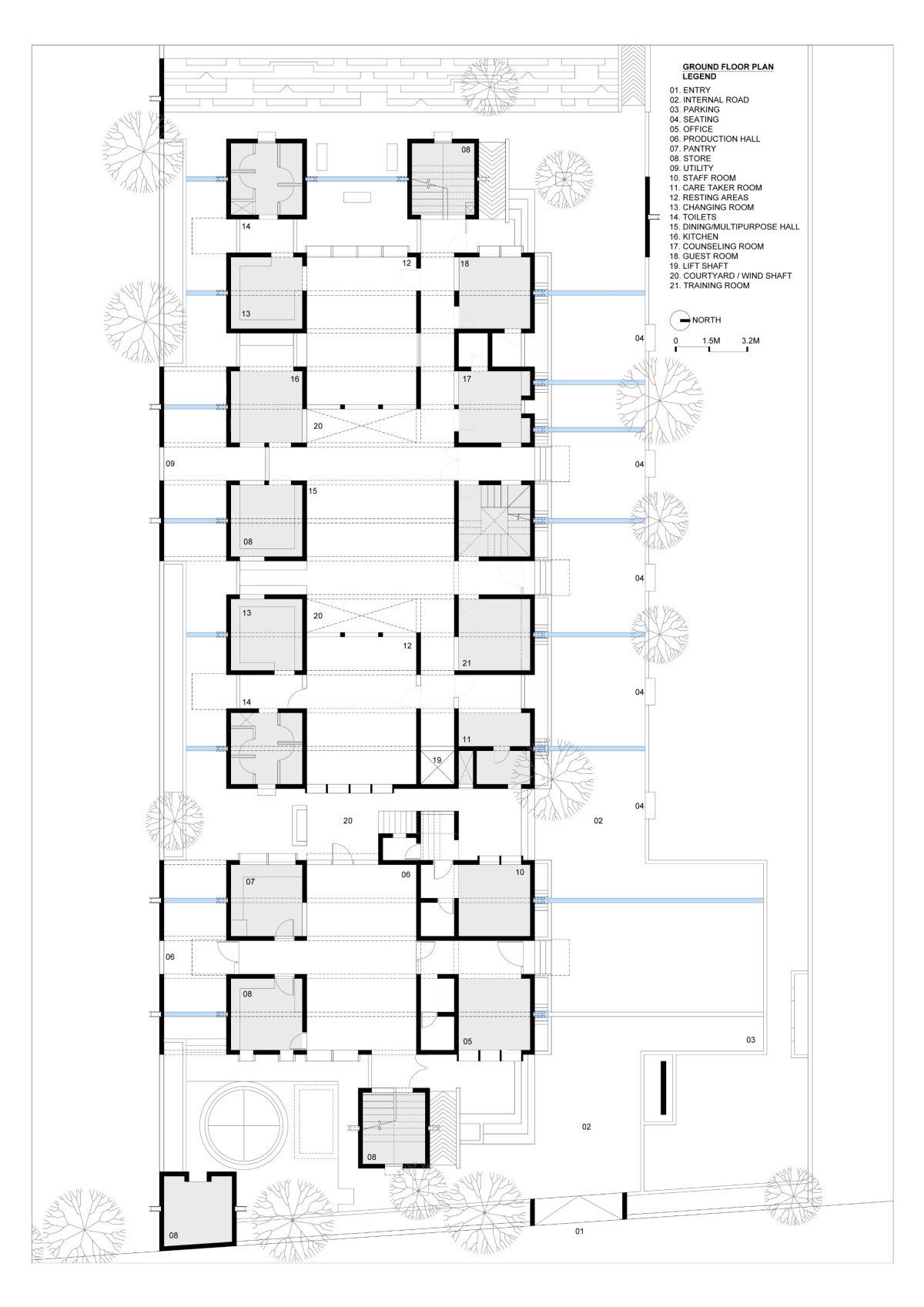 Ground Floor Plan of Women Empowerment Shelter by studioPPBA