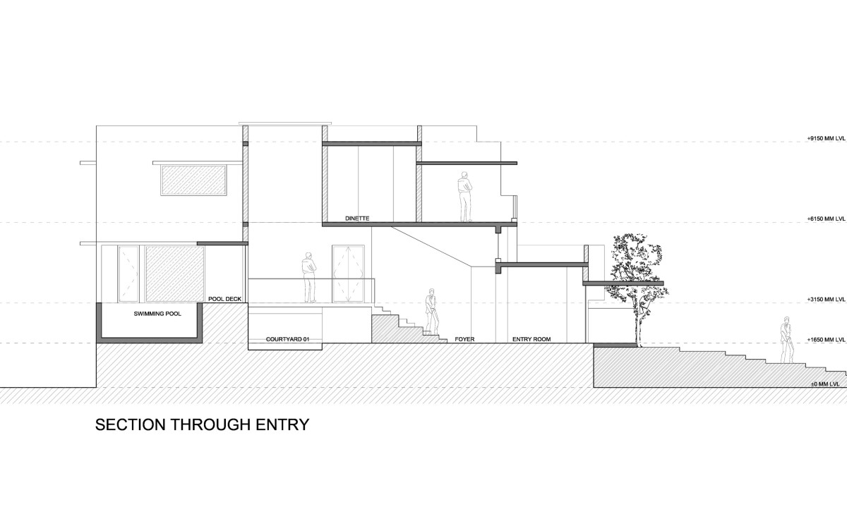 Section through entry of Viswam Residence by N&RD