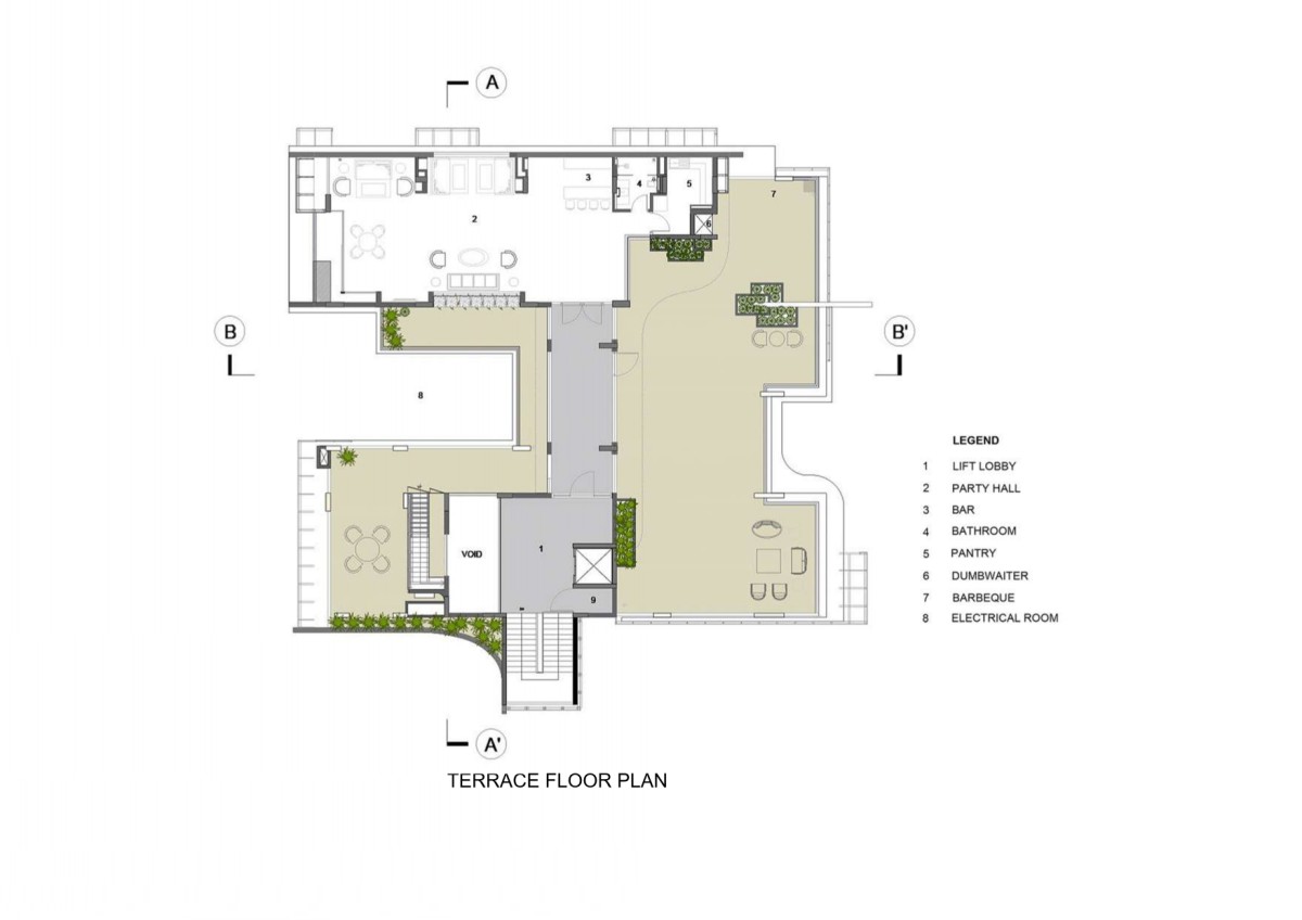 Terrace Floor Plan of Zen Spaces by Sanjay Puri Architects