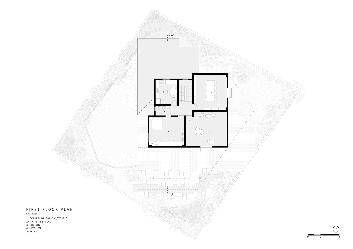 First floor plan of Arthshila – A Cultural Adaptation Re-using Private Infrastructure by Abin Design Studio