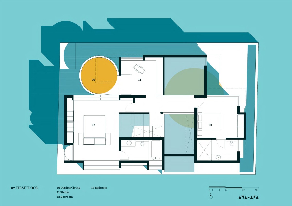 First floor plan of Joshi House by Anahata Architects
