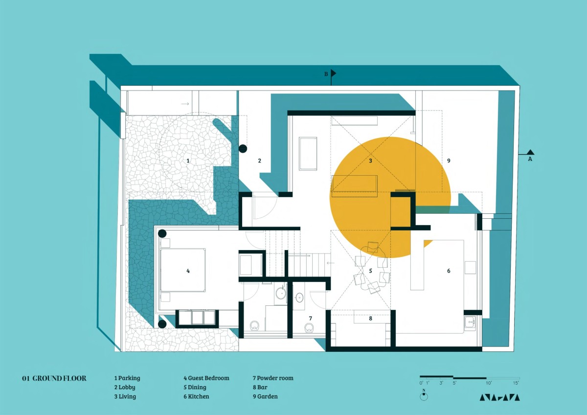 Ground floor plan of Joshi House by Anahata Architects