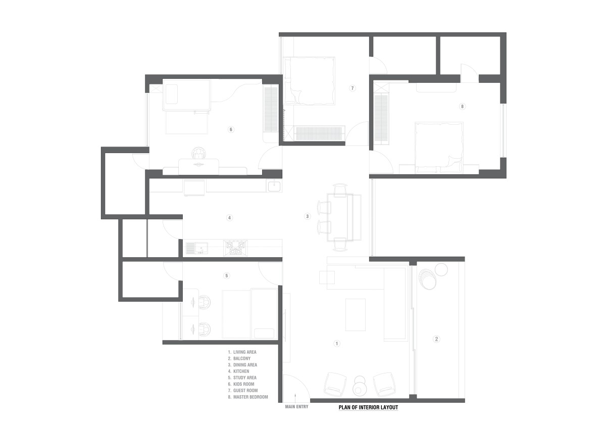 Layout Plan of Apartment 801 by Neev Design Studio