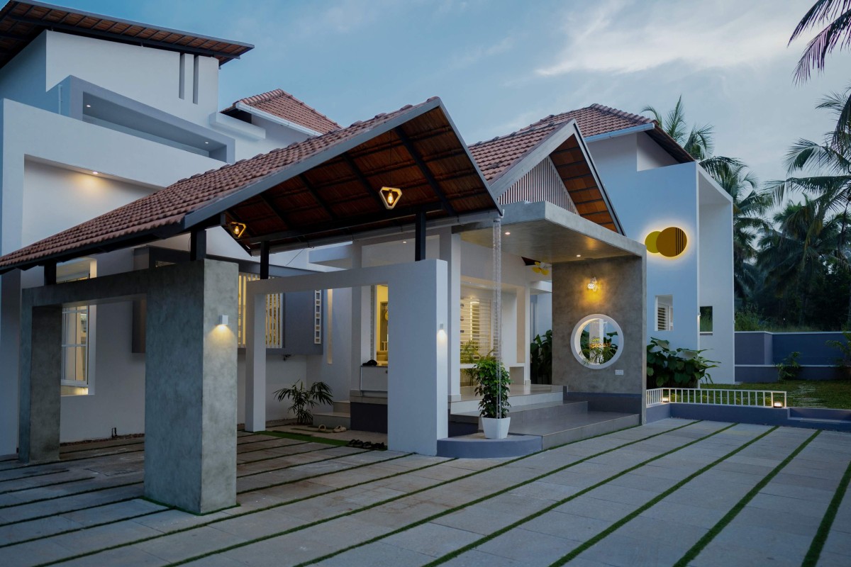 Dusk light exterior view of Vrindavan by A Tech Design Studio