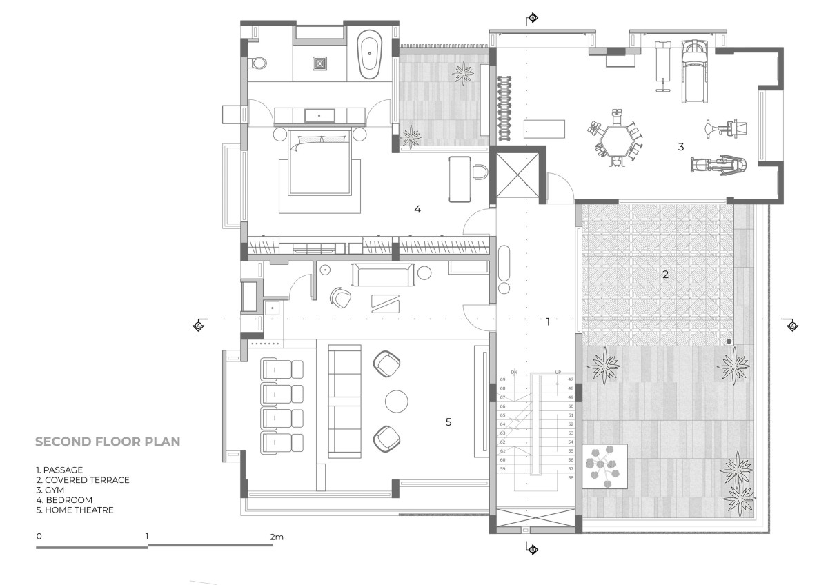 Second floor plan of The Roots to Roof Villa by Tvasttr Architects
