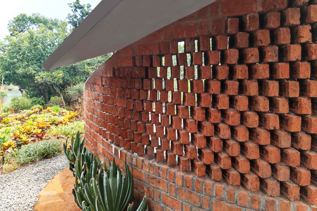 Detailed shot of exterior brick wall of Asmalay by Blurring Boundaries