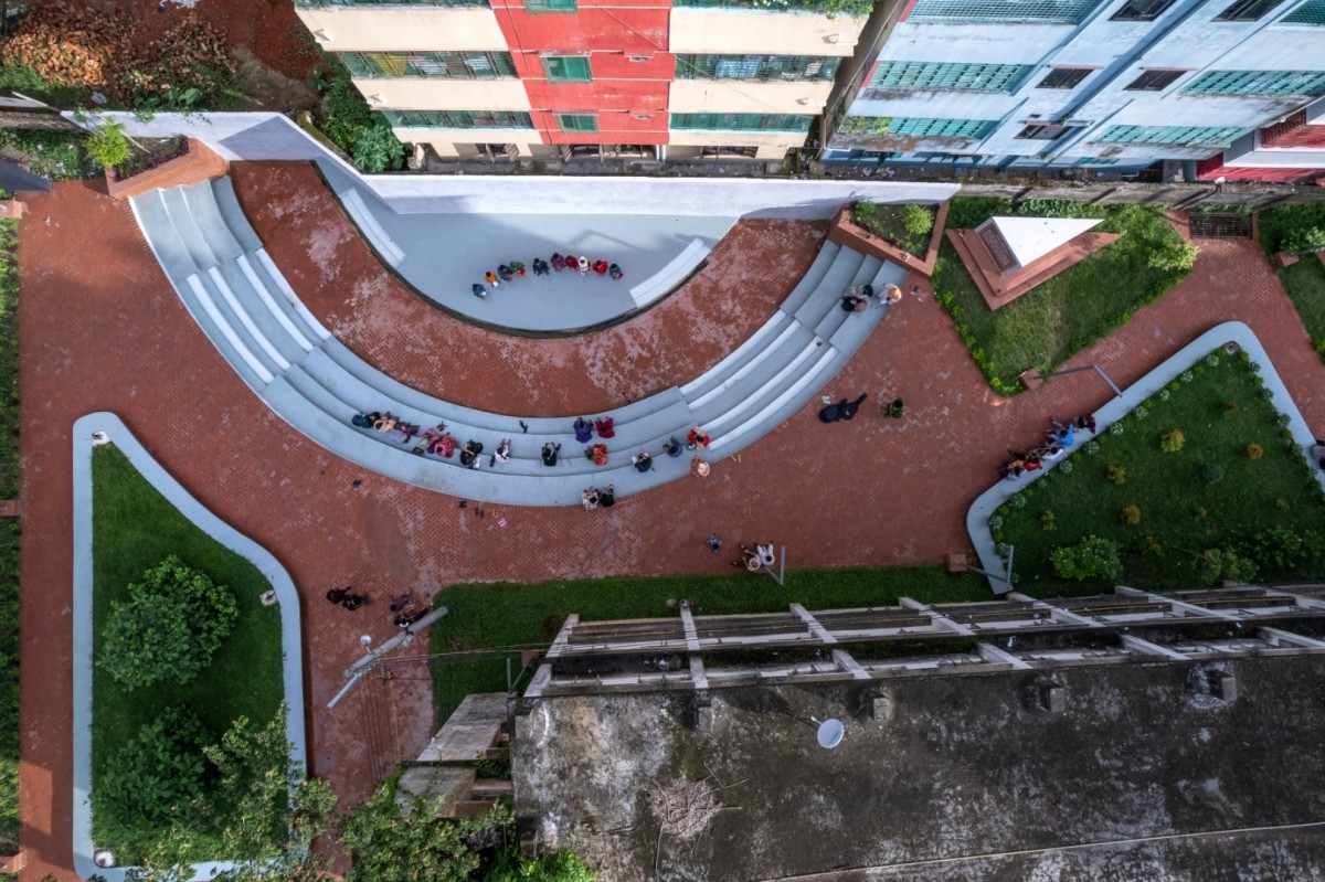 Bird eye view of Open-Air Theater of Feni College Boddhobhumi Sritisthombho Complex by Vector Plinth