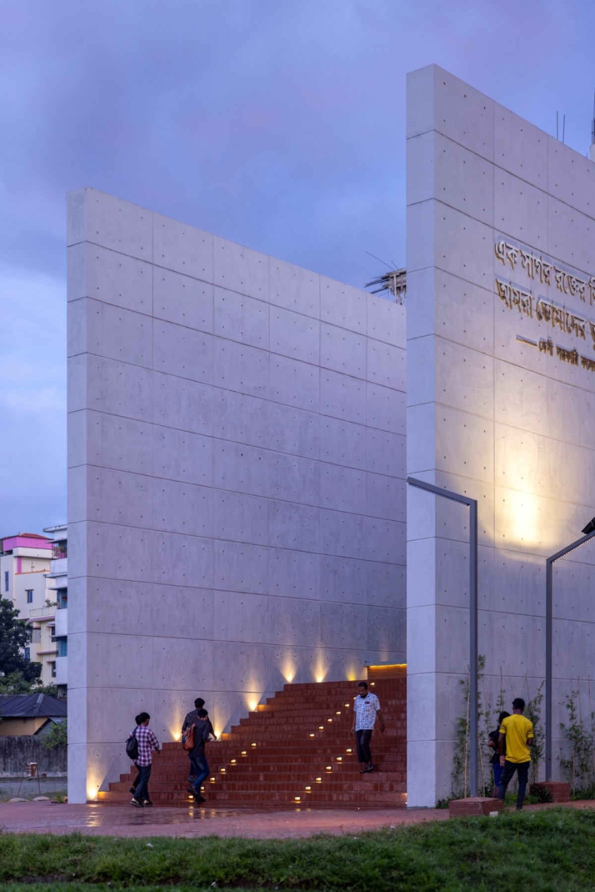 Dusk light view of monument plaza of Feni College Boddhobhumi Sritisthombho Complex by Vector Plinth