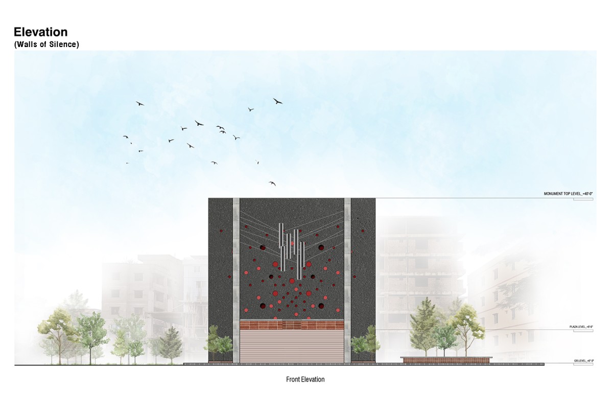 Elevation of Monument Plaza of Feni College Boddhobhumi Sritisthombho Complex by Vector Plinth