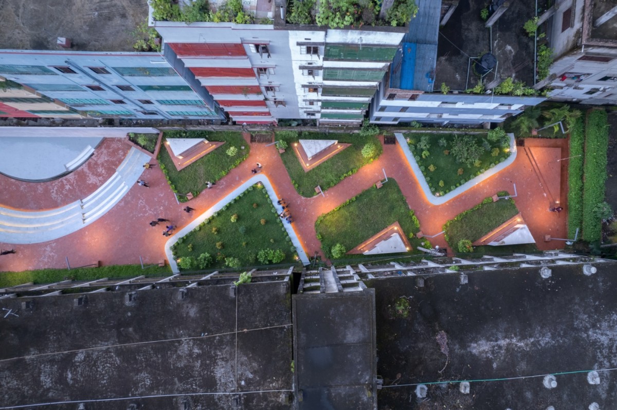 Bird eye view of Open-Air Theater of Feni College Boddhobhumi Sritisthombho Complex by Vector Plinth
