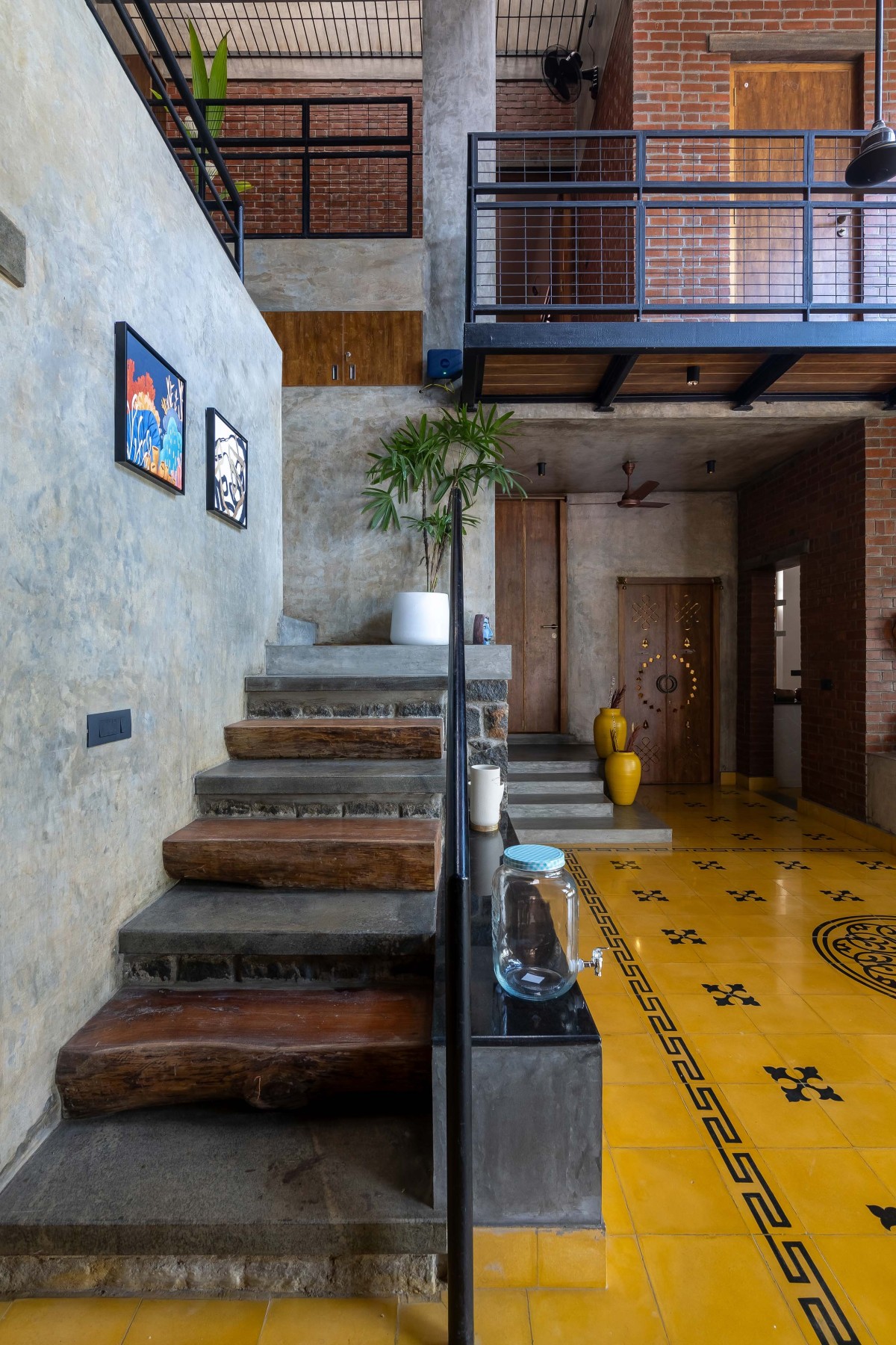 Staircase of Brick Veedu by Onebulb Architecture