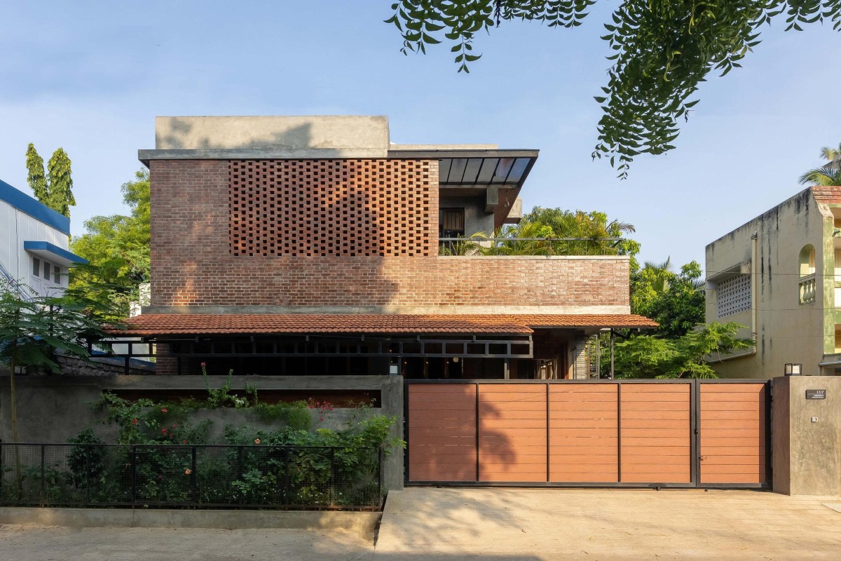 Exterior view of Brick Veedu by Onebulb Architecture