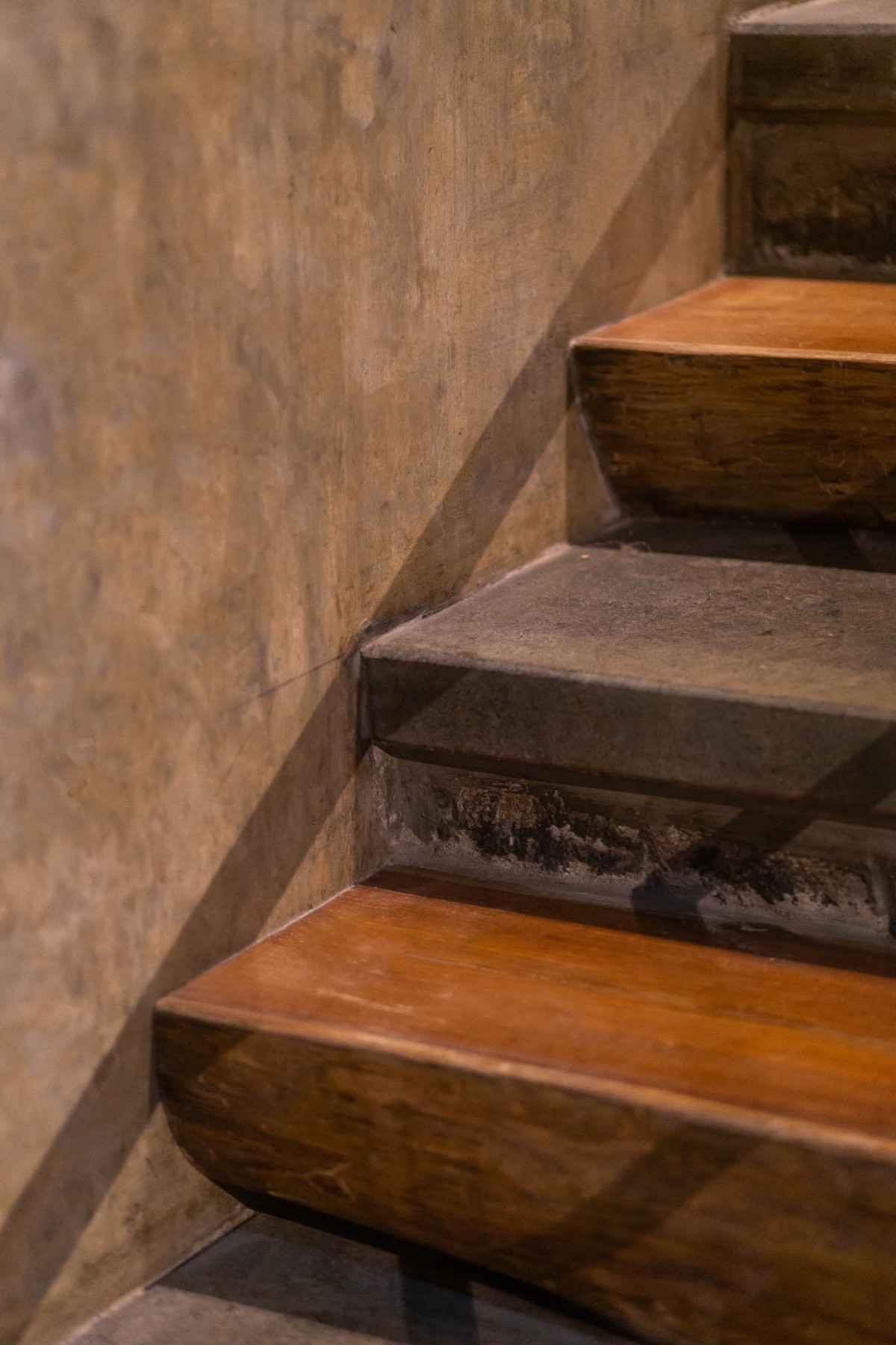 Detailed shot of staircase of Brick Veedu by Onebulb Architecture