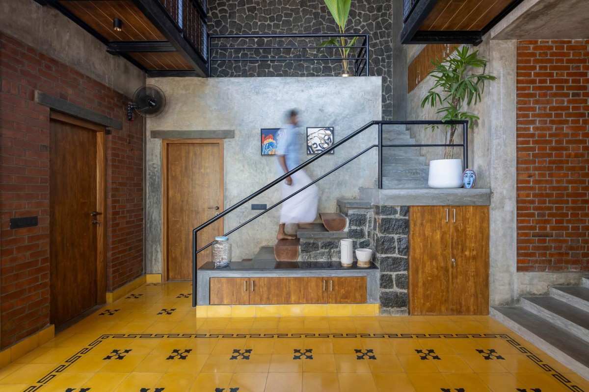 Staircase of Brick Veedu by Onebulb Architecture