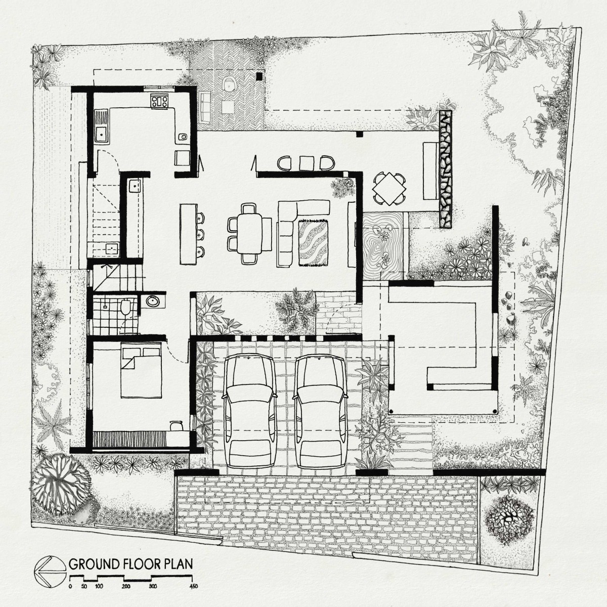 Ground Floor Plan of Akam by Ishtika Design Studio