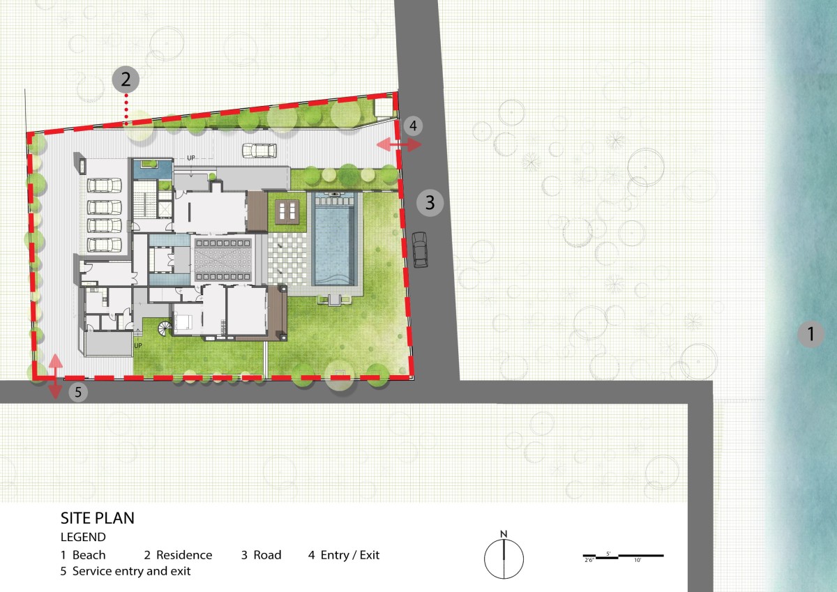 Site Plan of The Tropical Beach House by Inventarchitects