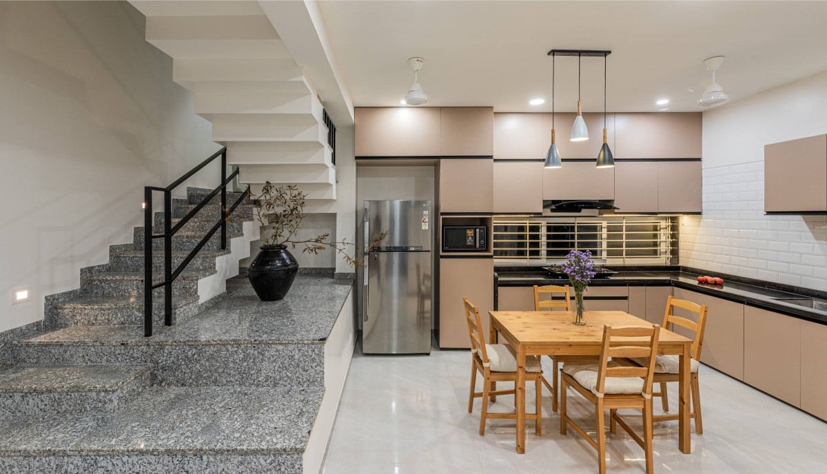 Staircase Kitchen and Dining View of Sukoon by the Subtle Studio